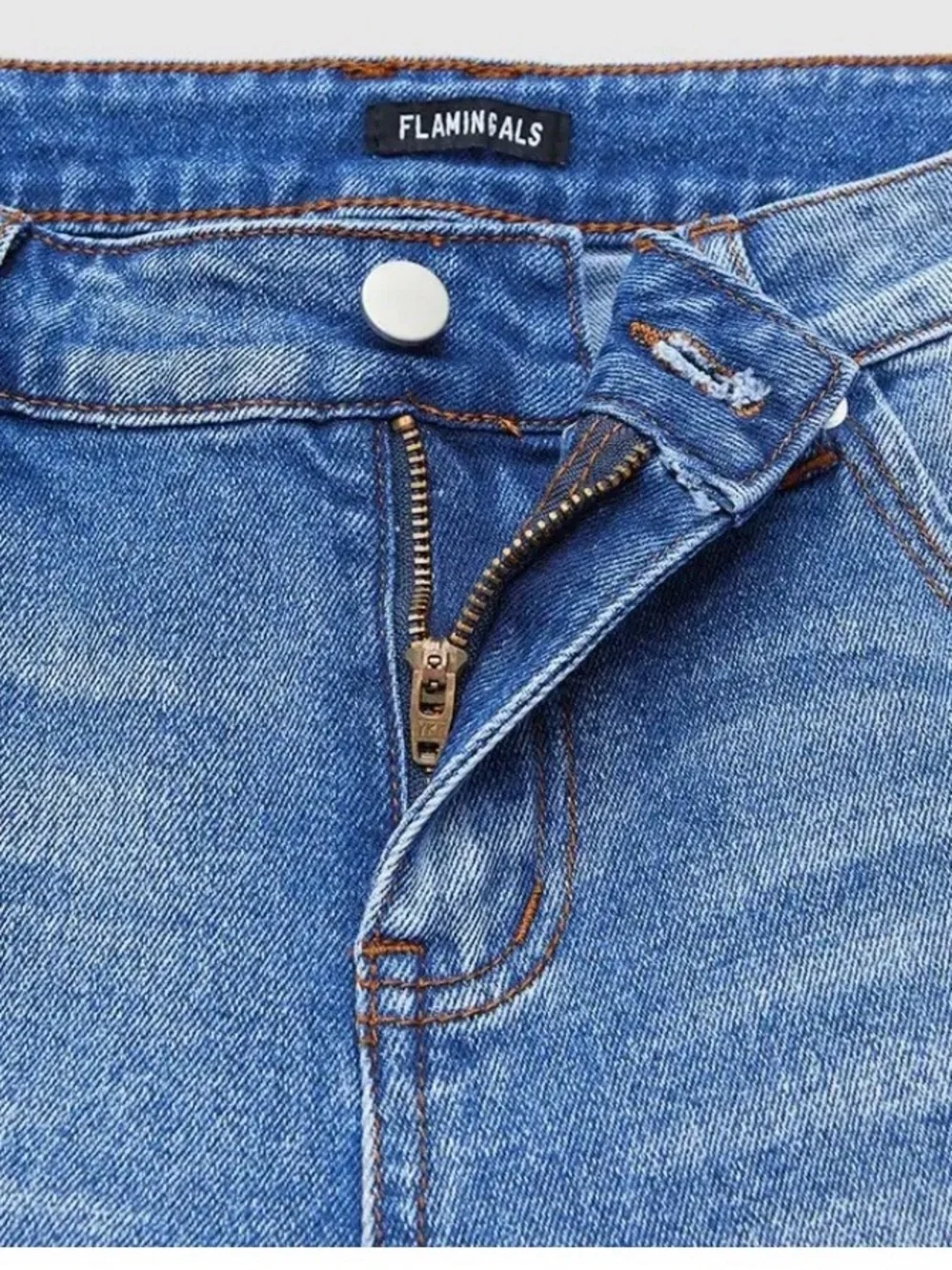 Flamingals Wash Mid Waist Straight Leg Jeans